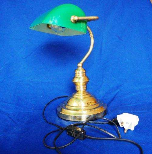 Bankers Lamp in good working order. - Height 370 mm Shade width 225 mm