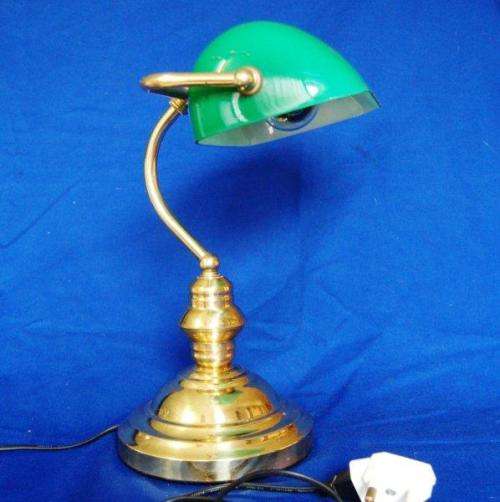 Bankers Lamp in good working order. - Height 370 mm Shade width 225 mm