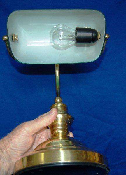 Bankers Lamp in good working order. - Height 370 mm Shade width 225 mm
