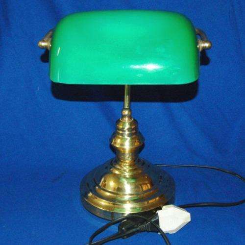 Bankers Lamp in good working order. - Height 370 mm Shade width 225 mm