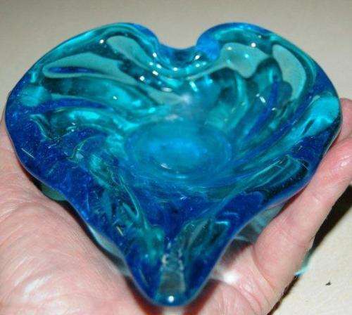 Attractive Blue Glass Ashtray - Length 170mm Width 150mm