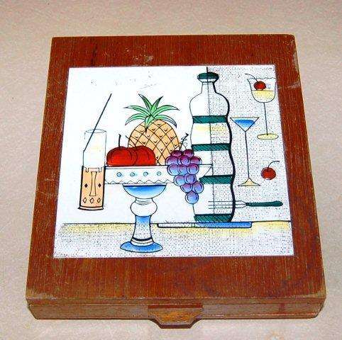 Boxed set of Bar / Pickle items with tiled top for cutting items.