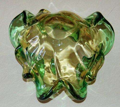 Stunning Green Toned Murano Bowl - 205mm X 180mm X 80mm - No Damage