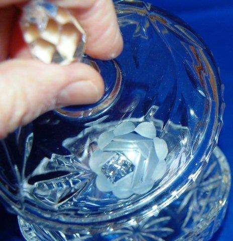 Beautiful Rose Cut Trinket Dish - Height 110mm Dia. 105mm