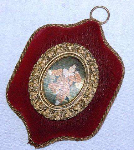 2 Sets of Vintage 3 Tier Wall Hanging Silk Portraits and one single. One set has velvet lining.