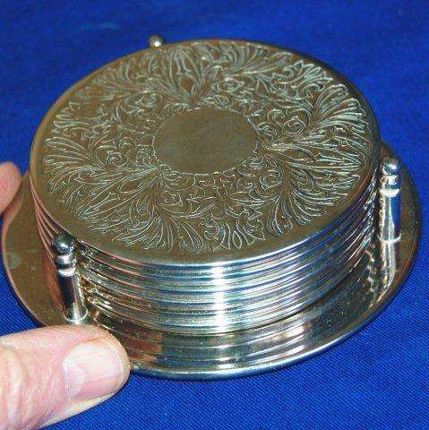 7 Piece Silver Plated Coaster Set Lot #3