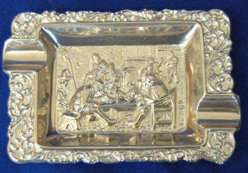 3 Superb Silver Plated Embossed Ashtrays - Largest Diameter 165mm