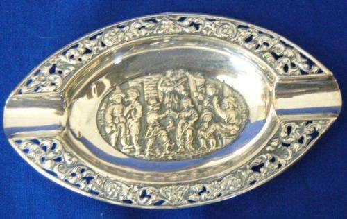 3 Superb Silver Plated Embossed Ashtrays - Largest Diameter 165mm