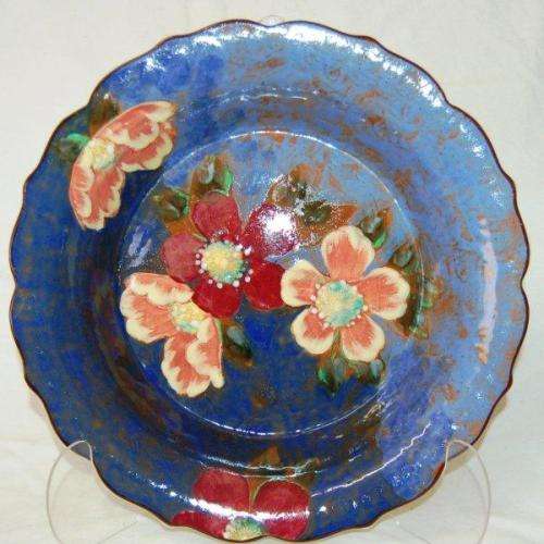 Stunning Royal Doulton "Wild Rose" Lotus Rim Fruit Bowl - D 6227 - C1950 -Diam 300mm Depth 60mm