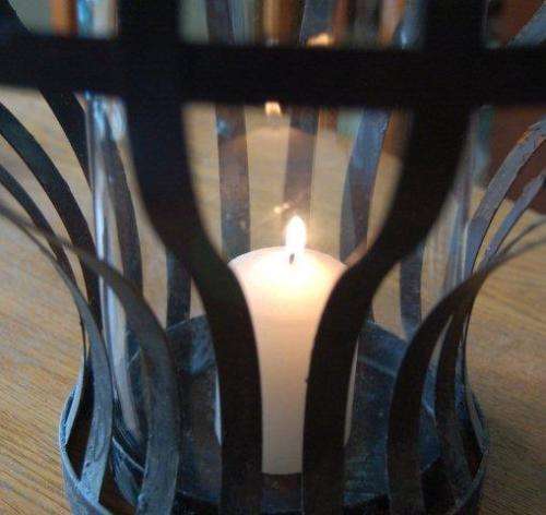 Stunning Metal Candle Holder with Glass Tube Inner - Height 305mm Glass Tube 120mm X 280mm