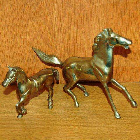 2 Quality Brass Horses - Largest Height 200mm