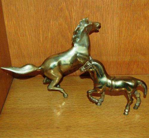 2 Quality Brass Horses - Largest Height 200mm