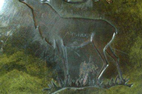 Danish Painted Brass Plate by "Bronco" with a Copper Stag Insert - Diameter 285mm