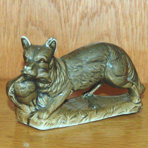 Stunning Mini Flower Vase/Toothpick Holder - Ceramic Fox with Goose - Length 155mm