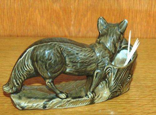Stunning Mini Flower Vase/Toothpick Holder - Ceramic Fox with Goose - Length 155mm