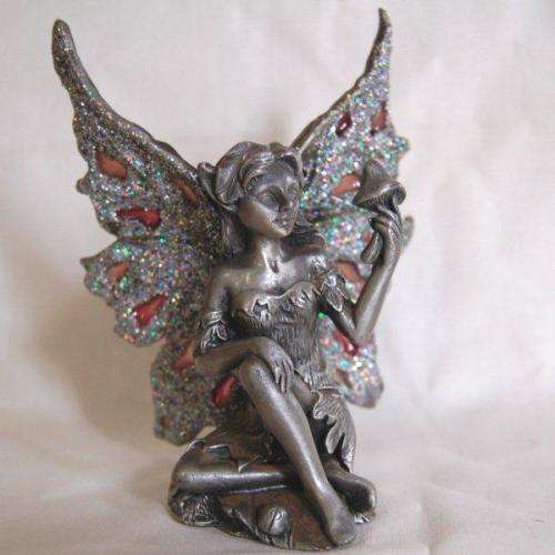 Beautiful Solid Pewter Fairy Figurine with Sparkling wins - Height 115mm