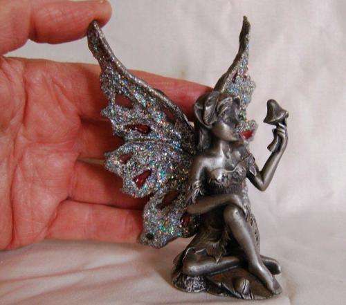 Beautiful Solid Pewter Fairy Figurine with Sparkling wins - Height 115mm
