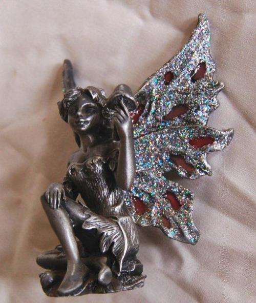 Beautiful Solid Pewter Fairy Figurine with Sparkling wins - Height 115mm