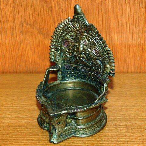 Antique Hand Made Brass Oil Lamp (Goddess LAKSHMI) Height 140mm