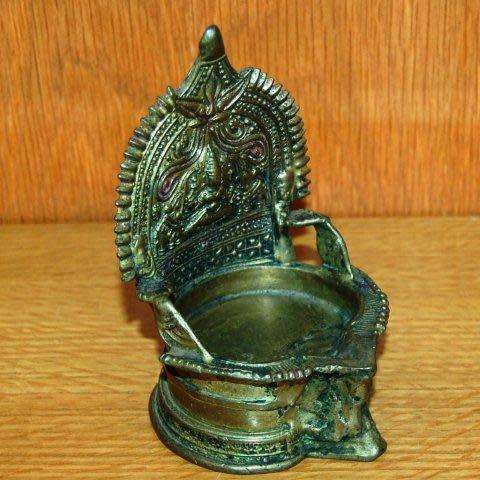 Antique Hand Made Brass Oil Lamp (Goddess LAKSHMI) Height 140mm