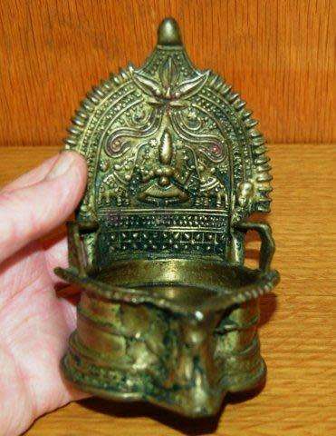 Antique Hand Made Brass Oil Lamp (Goddess LAKSHMI) Height 140mm