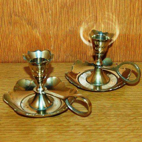 Stunning pair of vintage brass chamber candle stick holders - Height 70mm Base 90mm