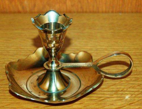 Stunning pair of vintage brass chamber candle stick holders - Height 70mm Base 90mm