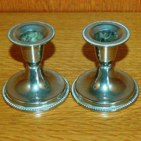 Pair of Silver Plated Candle Holders - Height 70mm