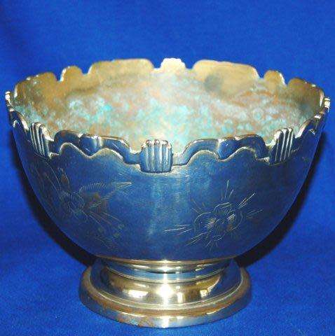 Vintage Brass Bowl with Attractive Etching - Height 105mm Diameter 155mm