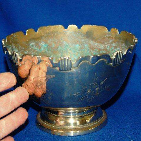 Vintage Brass Bowl with Attractive Etching - Height 105mm Diameter 155mm
