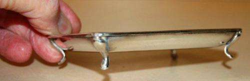 Arundel Castle Pin Tray on Legs with Enameled Motif - Wear Noted - See Pictures. 100mm X 75mm