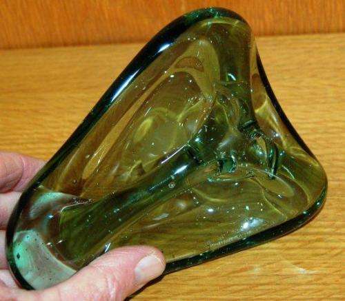 Unusually Shaped Glass Paper Weight - Shaped for the hand - 160mm X 120mm