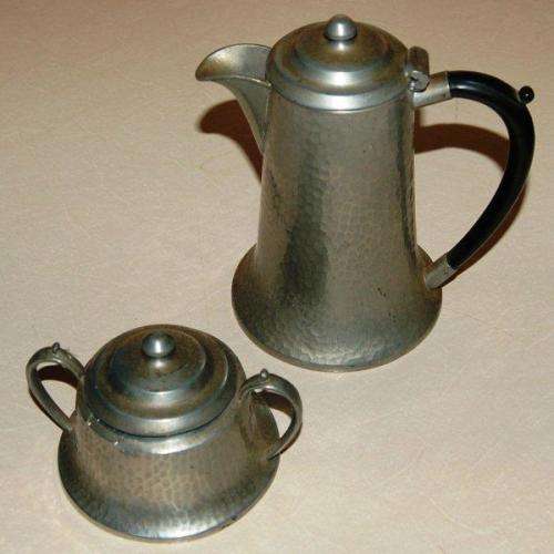 "MY LADY" - English Hand Hammered Pewter Lidded Jug & Sugar Basin - No. 912 - See Description.