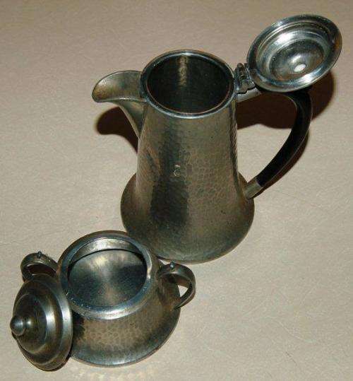 "MY LADY" - English Hand Hammered Pewter Lidded Jug & Sugar Basin - No. 912 - See Description.