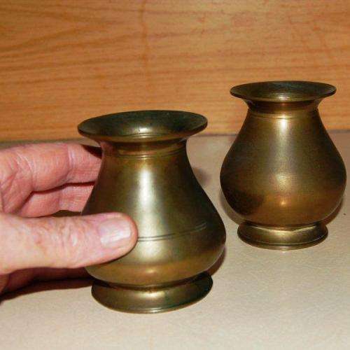 2 Quality Vintage Brass Vases - Height 90mm
