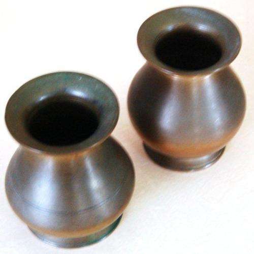 2 Quality Vintage Brass Vases - Height 90mm