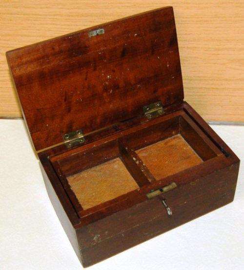 Lockable wooden Trinket Type Box with inner tray - See pics - 215mm X 130mm X 100mm. Key Supplied