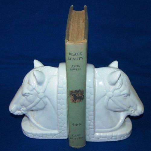 Attractive Pair of Ceramic  ELWECO Horsehead Book Ends - Height 140mm - See description for details