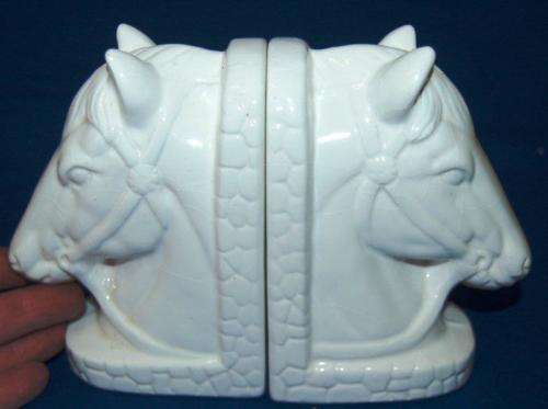 Attractive Pair of Ceramic  ELWECO Horsehead Book Ends - Height 140mm - See description for details