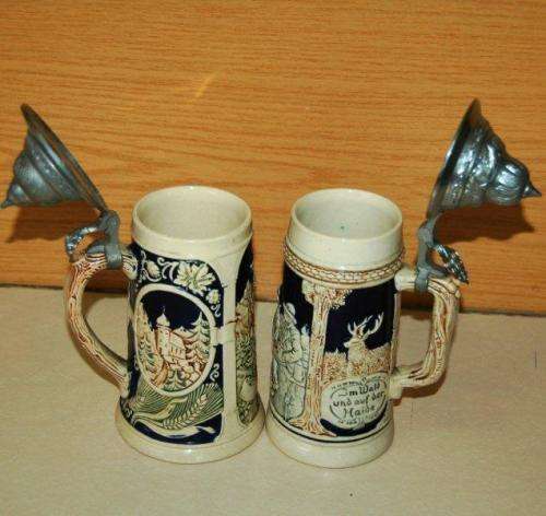 2 Stein Tankards - Both German - One made in West Germany - Height 225mm