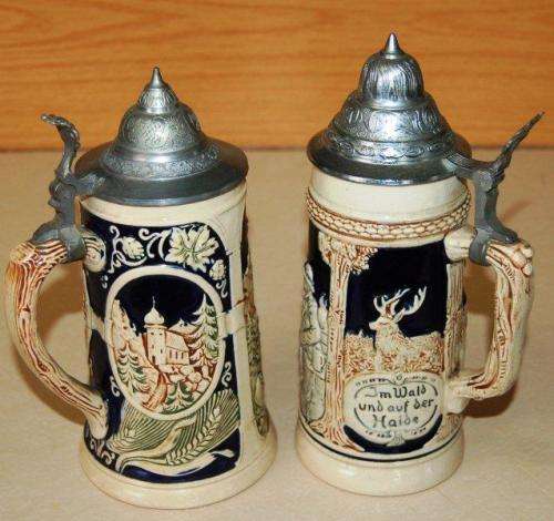 2 Stein Tankards - Both German - One made in West Germany - Height 225mm