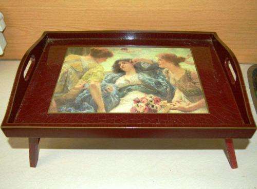 Attractive Wooden Breakfast Tray with Folding Legs - 440mm X 310mm