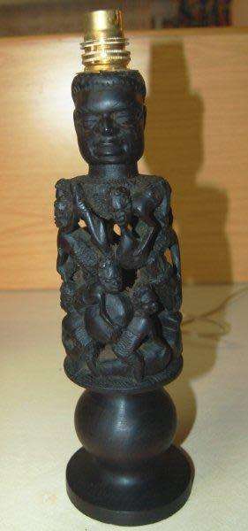 Two Intricately Carved Table Lamps. See description for further details.