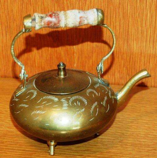 Small Ornamental Brass Teapot & an Aluminium One Cup Teapot - See description for details.