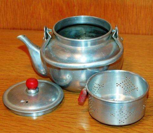 Small Ornamental Brass Teapot & an Aluminium One Cup Teapot - See description for details.