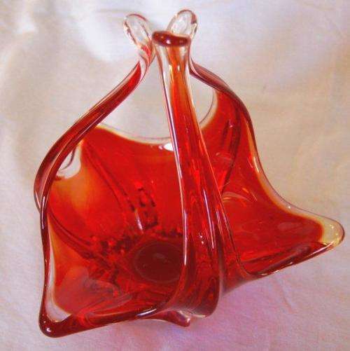 Stunning Red Glass Murano ? Basket - Height 210mm Diameter 180mm