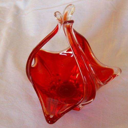Stunning Red Glass Murano ? Basket - Height 210mm Diameter 180mm