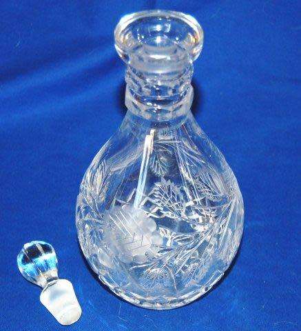 Rose Cut Lead Crystal Decanter - Total Height 250mm