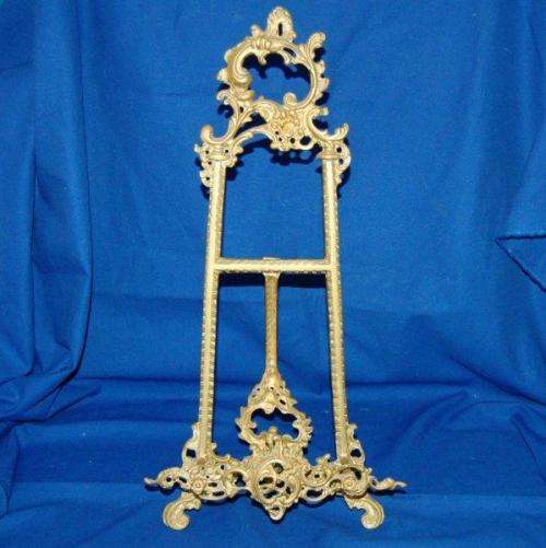 Ornate Vintage Brass Display Easel Stand - Height 540mm Width 260mm