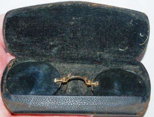 Antique (Circa 1910) - Pince nez - "Fits-U" Gold Plated Sunglasses in Original Case. See description
